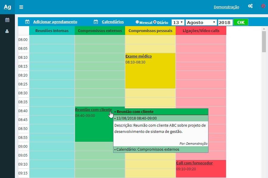 Calendário diário